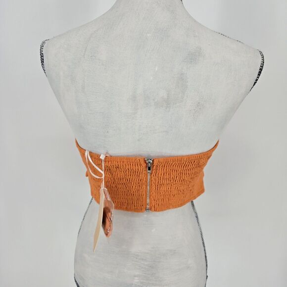 NWT Who I Am Orange Linen Blend Crop Top 12 - Picture 3 of 7